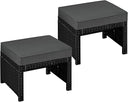 Outdoor Wicker Ottoman Set of 2 with Removable Cushion