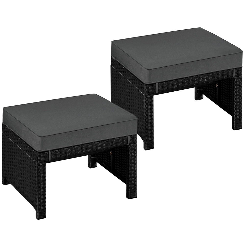Outdoor Wicker Ottoman Set of 2 with Removable Cushion