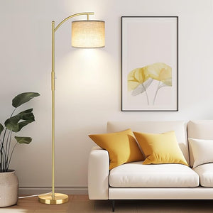 Dimmable Arc Floor Lamp with Linen Shade