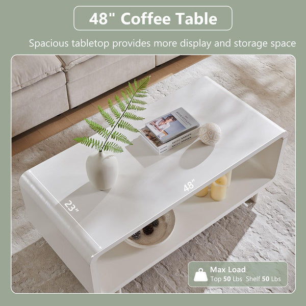 48" 2-Tier Coffee Table with Storage Shelf