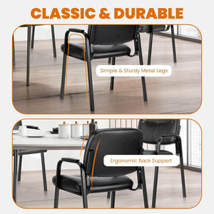 Leather Reception Chair with Padded Arms – No Wheels