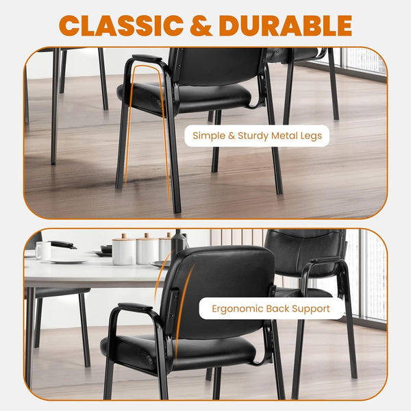 Leather Reception Chair with Padded Arms – No Wheels
