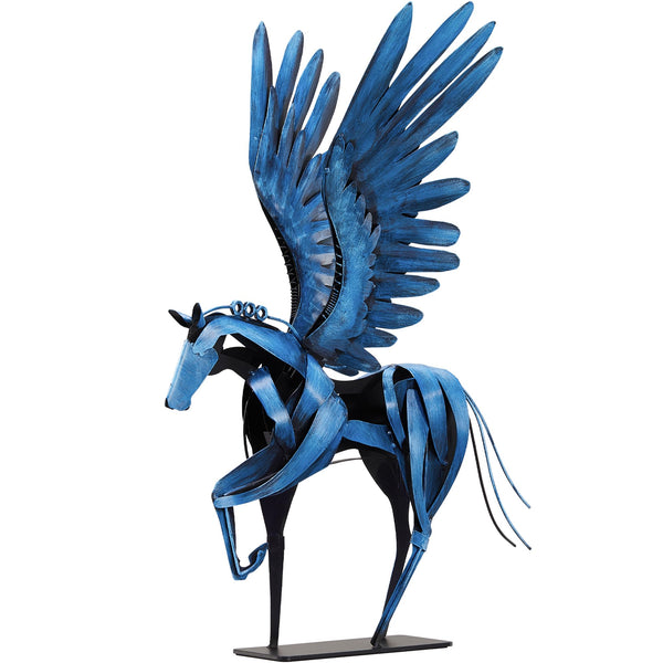 Handmade Metal Flying Horse Sculpture – Hand-Painted Pegasus Figurine