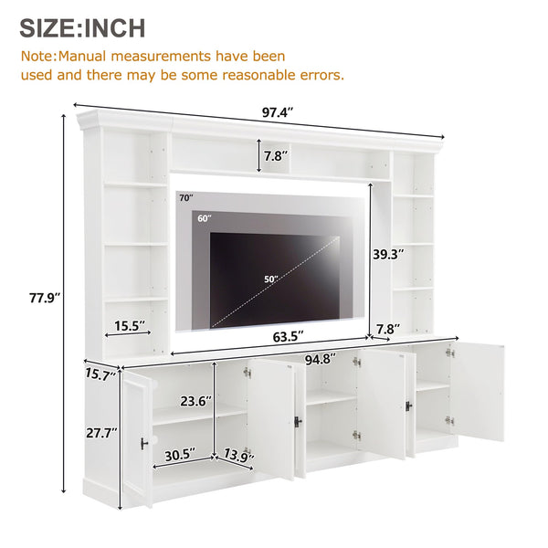 4-Piece Entertainment Center Wall Unit for TVs up to 70"