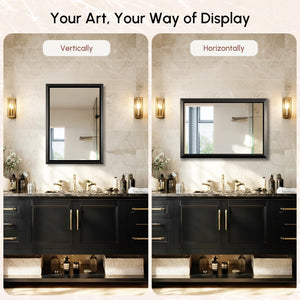 Rectangular Wall Mirror with Brushed Black Aluminum Frame