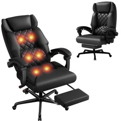High Back Massage Office Chair with Footrest – 500 lbs Capacity, Reclining