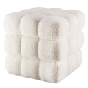Fuzzy Sherpa Ottoman Pouf with Wooden Frame | Square & Round Styles