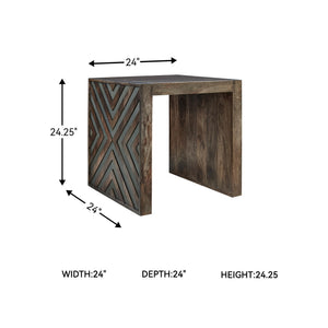 Rustic End Table with Diamond Pattern