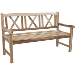 2-Person Teak Outdoor Garden Bench with Crossback