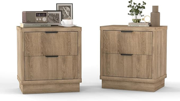 Modern 2-Drawer Nightstand with Curved Edges