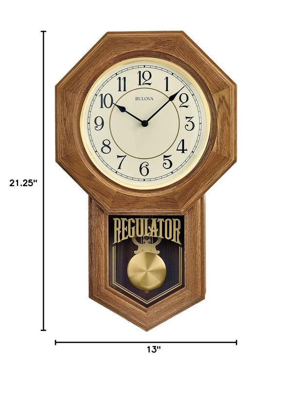 Pendulum Mantel Clock with Chime | Golden Oak Finish | Quartz Movement