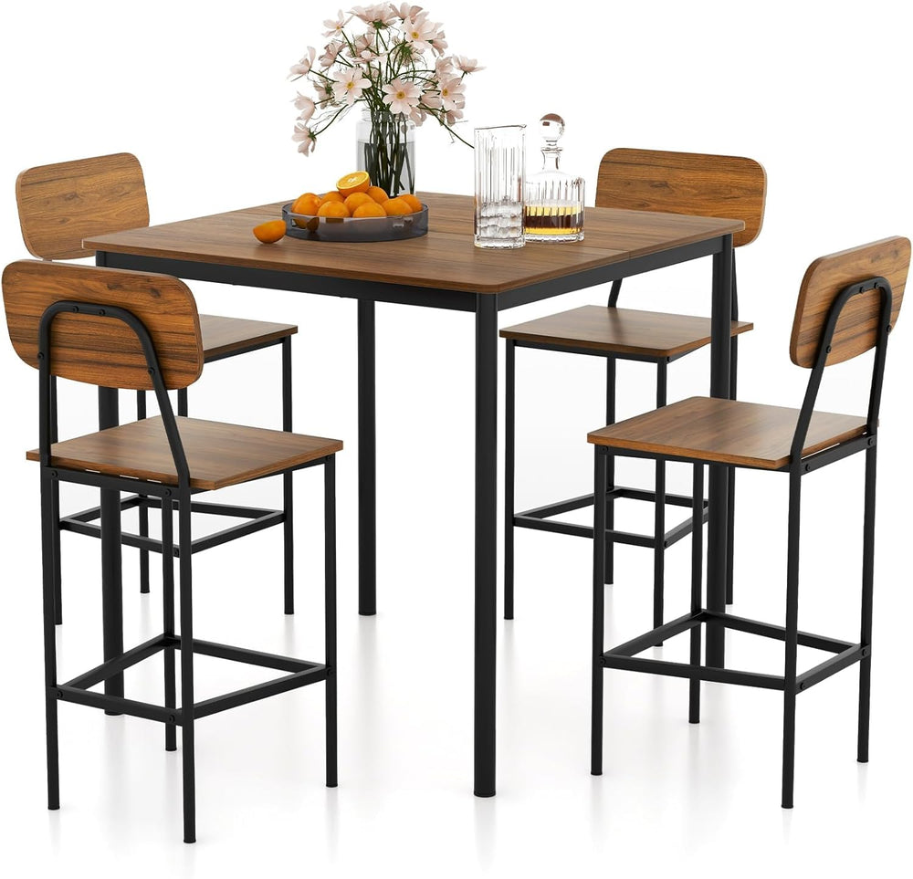 5-Piece Counter Height Dining Table Set with 4 Bar Stools