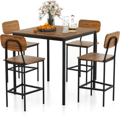 5-Piece Counter Height Dining Table Set with 4 Bar Stools