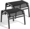 Outdoor Ottoman Set of 2 – Stackable Patio Foot Stool with Textilene & Metal Frame