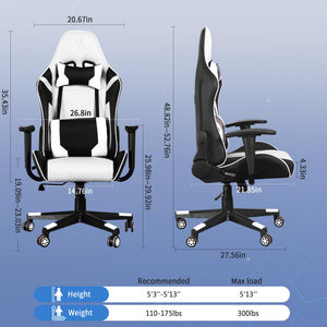 Ergonomic Gaming Chair with Massage Lumbar Support & Adjustable Headrest