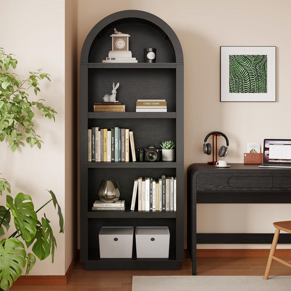 5-Tier Arched Bookshelf 76"
