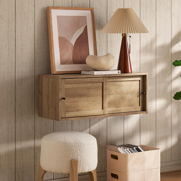 Floating TV Shelf with Wall-Mounted Display & Storage Shelves