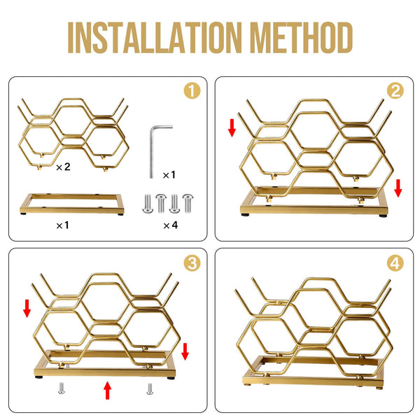 Countertop Wine Rack – 5 Bottle Metal Wine Holder Stand
