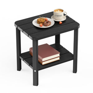 Resin Outdoor Side Table with Dual Storage