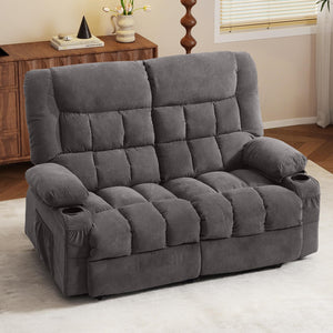 Fabric Reclining Sofa Set with Cup Holders & Side Pocket