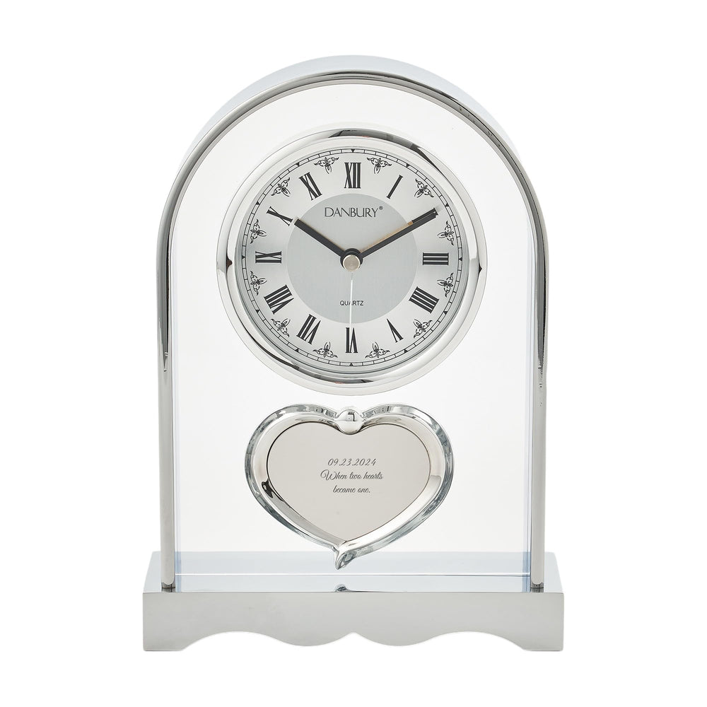 Personalized Dome Glass Mantel Clock with Roman Numerals