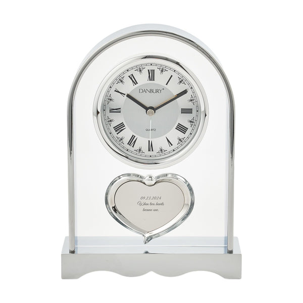 Personalized Dome Glass Mantel Clock with Roman Numerals