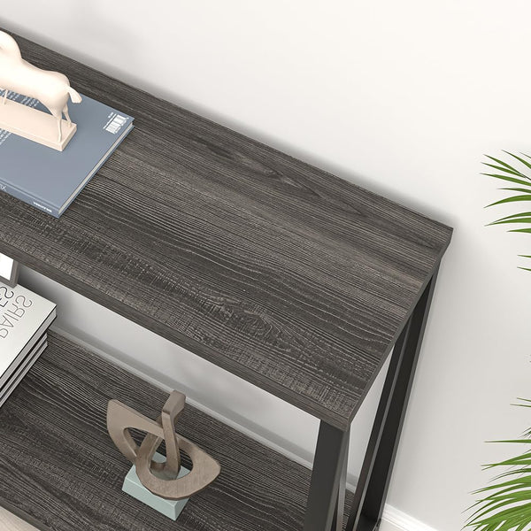 Narrow Console Table with 2-Tier Shelves | Industrial Entryway & Sofa Table
