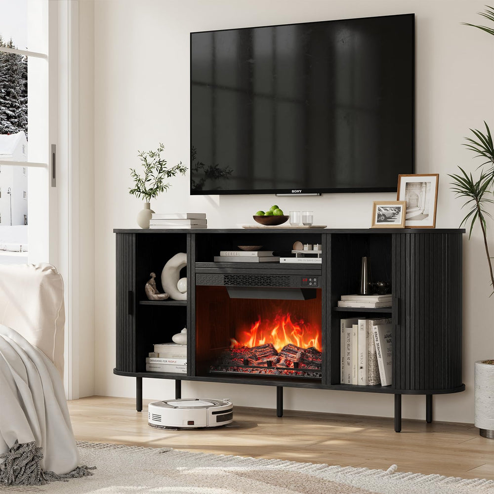63" Fireplace TV Stand with 23" Electric Fireplace for TVs up to 70"