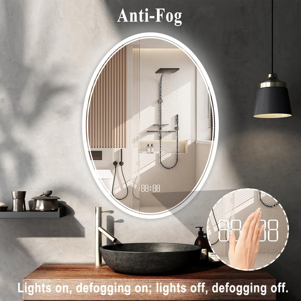 Oval LED Bathroom Mirror with Front & Backlit Lighting