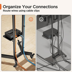 Rolling TV Stand with Wheels & Lockable Casters