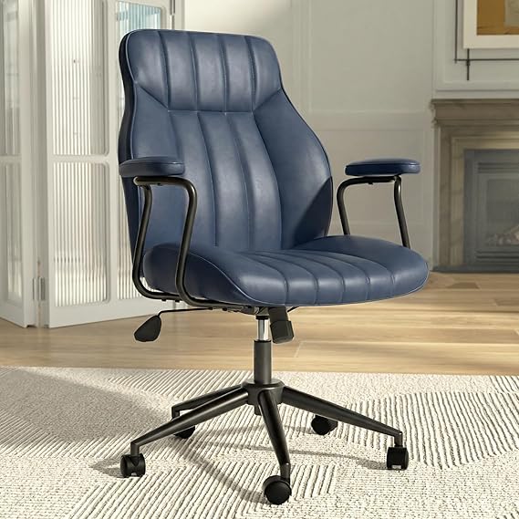 Leather Office Chair – Height Adjustable, Mid-Century Modern