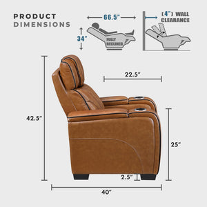 Power Reclining Sofa with Heat, Massage & Wireless Charging