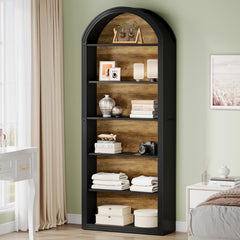 6-Tier Arched Bookcase with Storage Shelves