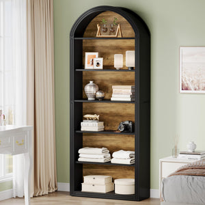 6-Tier Arched Bookcase with Storage Shelves