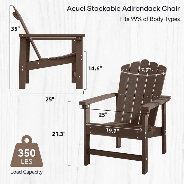 Stackable Adirondack Chair Set of 2 – HDPE Outdoor Patio Chair