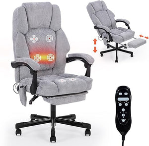 Reclining Massage Office Chair with Heat & Footrest – 400 lbs Capacity