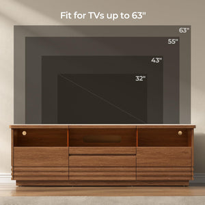 63" Fluted TV Stand with Projector Platform & LED Storage