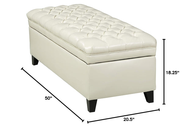 Tufted Fabric Storage Ottoman with Birch Legs