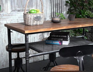 Industrial Bar Table with 2-Tier Storage