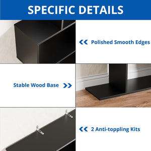 5-Tier S-Shaped Bookshelf with Room Divider