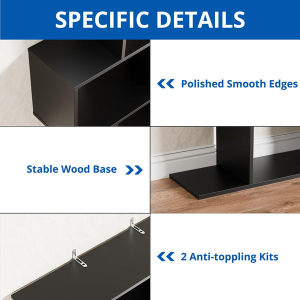 5-Tier S-Shaped Bookshelf with Room Divider