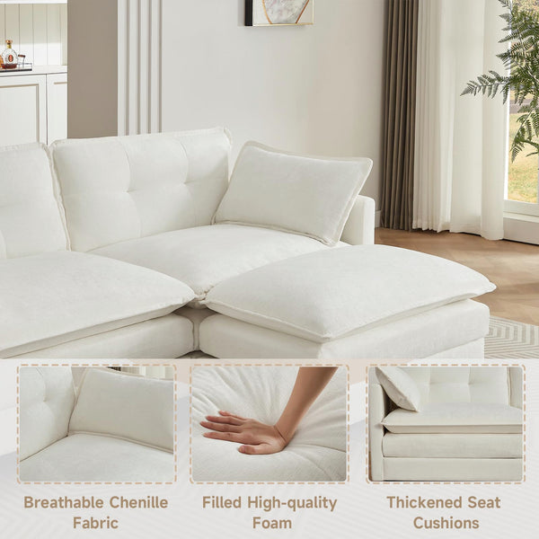 Modular U-Shaped Sectional Sofa with Ottomans