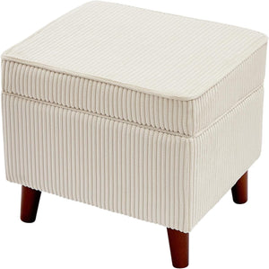 FAGAGA Storage Ottoman with Adjustable Lid, Soft Step Stool, Footrest and Seat, Ottoman Foot Rest for Living Room, Bedroom, Dorm, Green