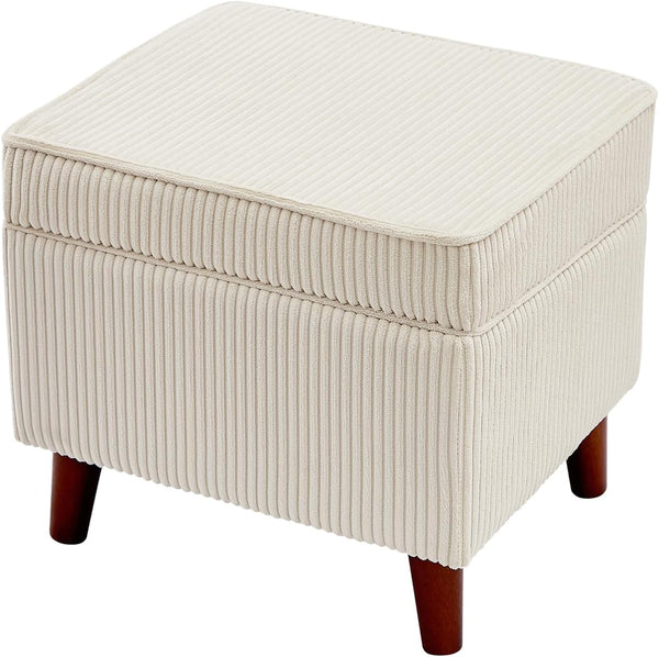 FAGAGA Storage Ottoman with Adjustable Lid, Soft Step Stool, Footrest and Seat, Ottoman Foot Rest for Living Room, Bedroom, Dorm, Green