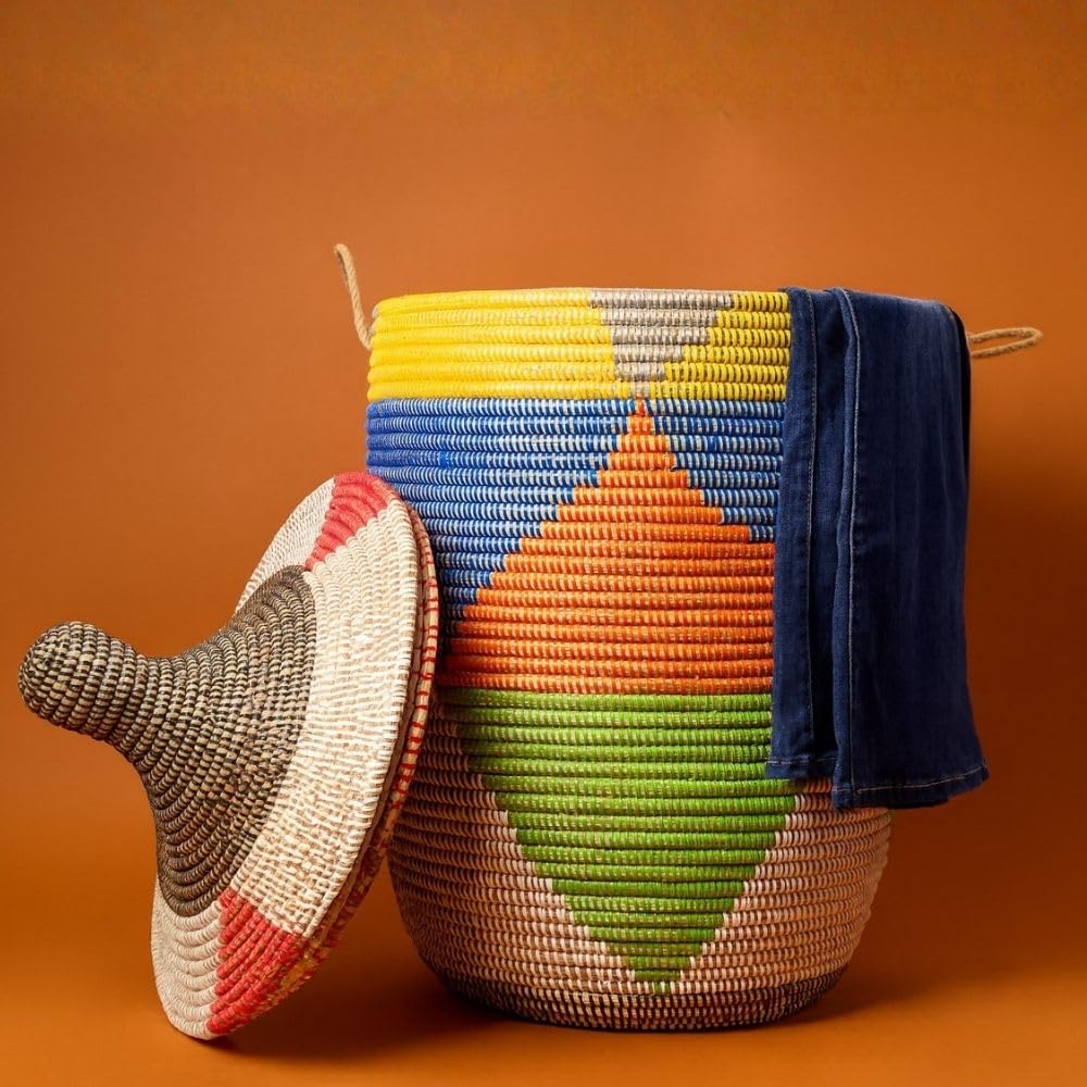 Wicker Laundry Basket with Hooded Lid