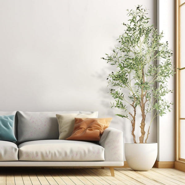 Artificial Olive Tree Indoor Outdoor - Faux Olive Plant with Realistic Leaves, Fruits & Moss Pot