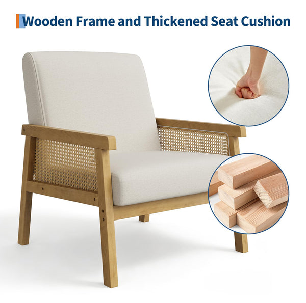 Rattan Accent Armchair with High Back