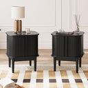 Fluted Nightstand with Sliding Doors, Set of 2