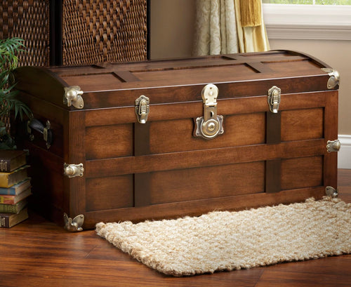 Amish Hand-Crafted Maple Steamer Trunk with Cedar Tray & Brass Lock