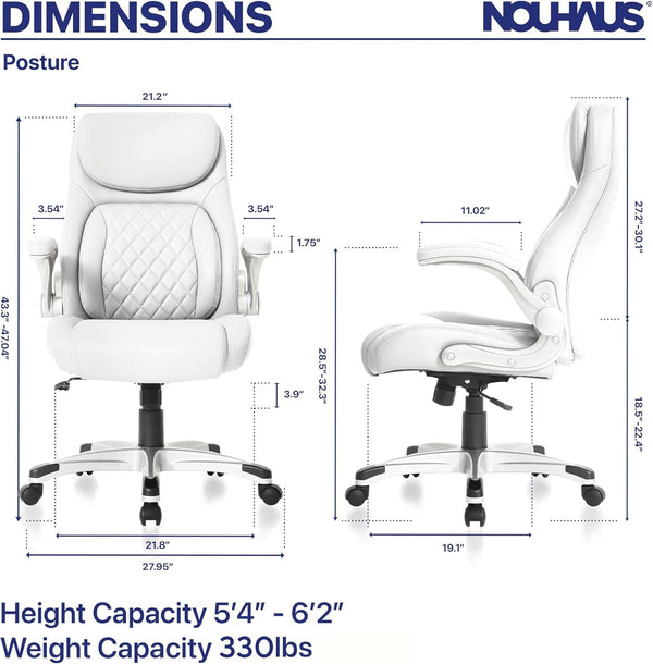 Ergonomic PU Leather Office Chair with Click-5 Lumbar Support
